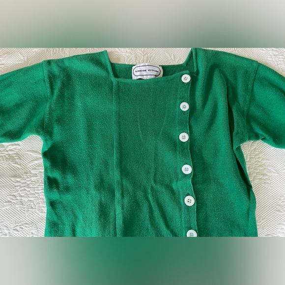 Adrienne Vittadini square Neck Kelly Green Vintage Top Sz M - Picture 4 of 6